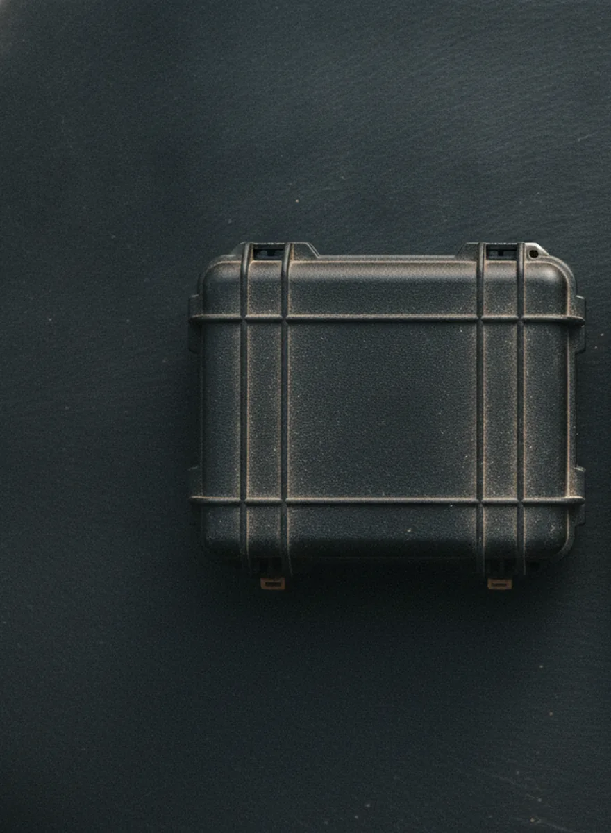 EMP-shielded case on dark slate (placeholder)