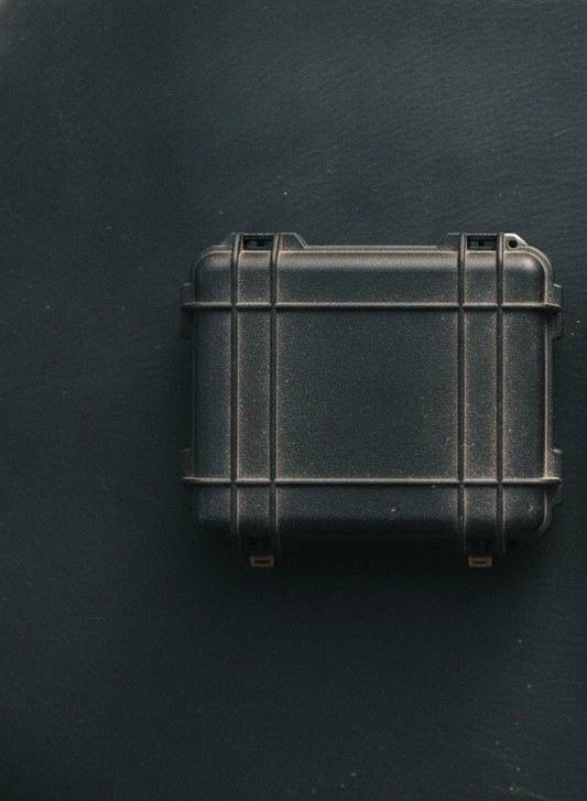 EMP-shielded case on dark slate (placeholder)