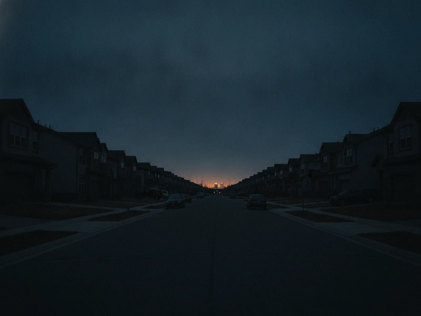 A street gone dark during a power outage