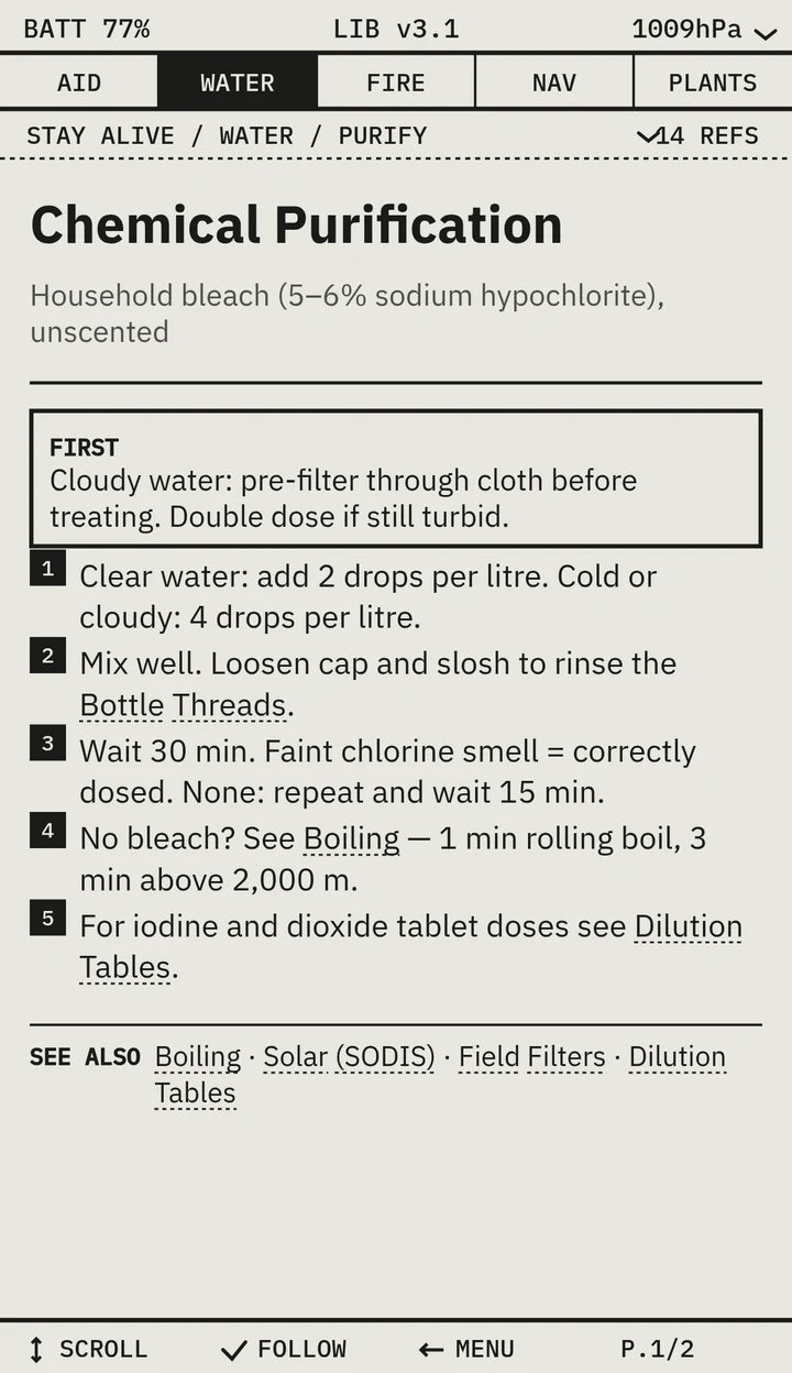 Survival Codex screen — ENTRY